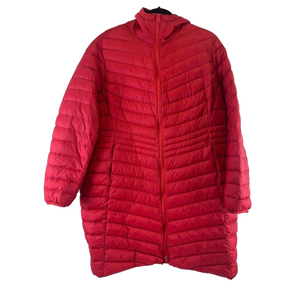 Lands End Plus Size Wanderweight Ultralight Packable Maxi Down Coat Red Women 1X